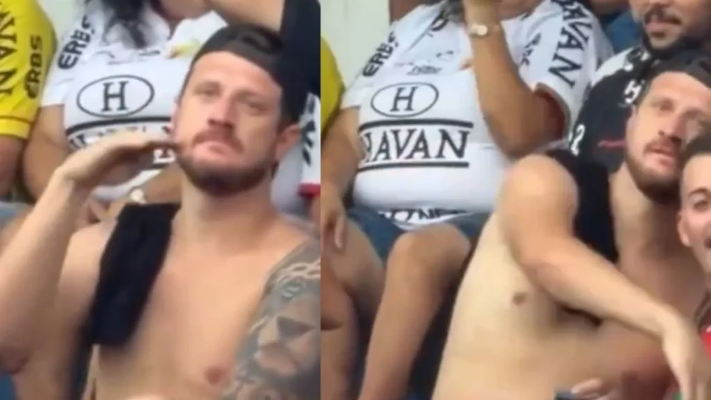 Torcedor do Brusque faz gesto de avião caindo em jogo contra a Chape