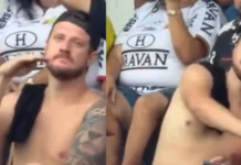 Torcedor do Brusque faz gesto de avião caindo em jogo contra a Chape