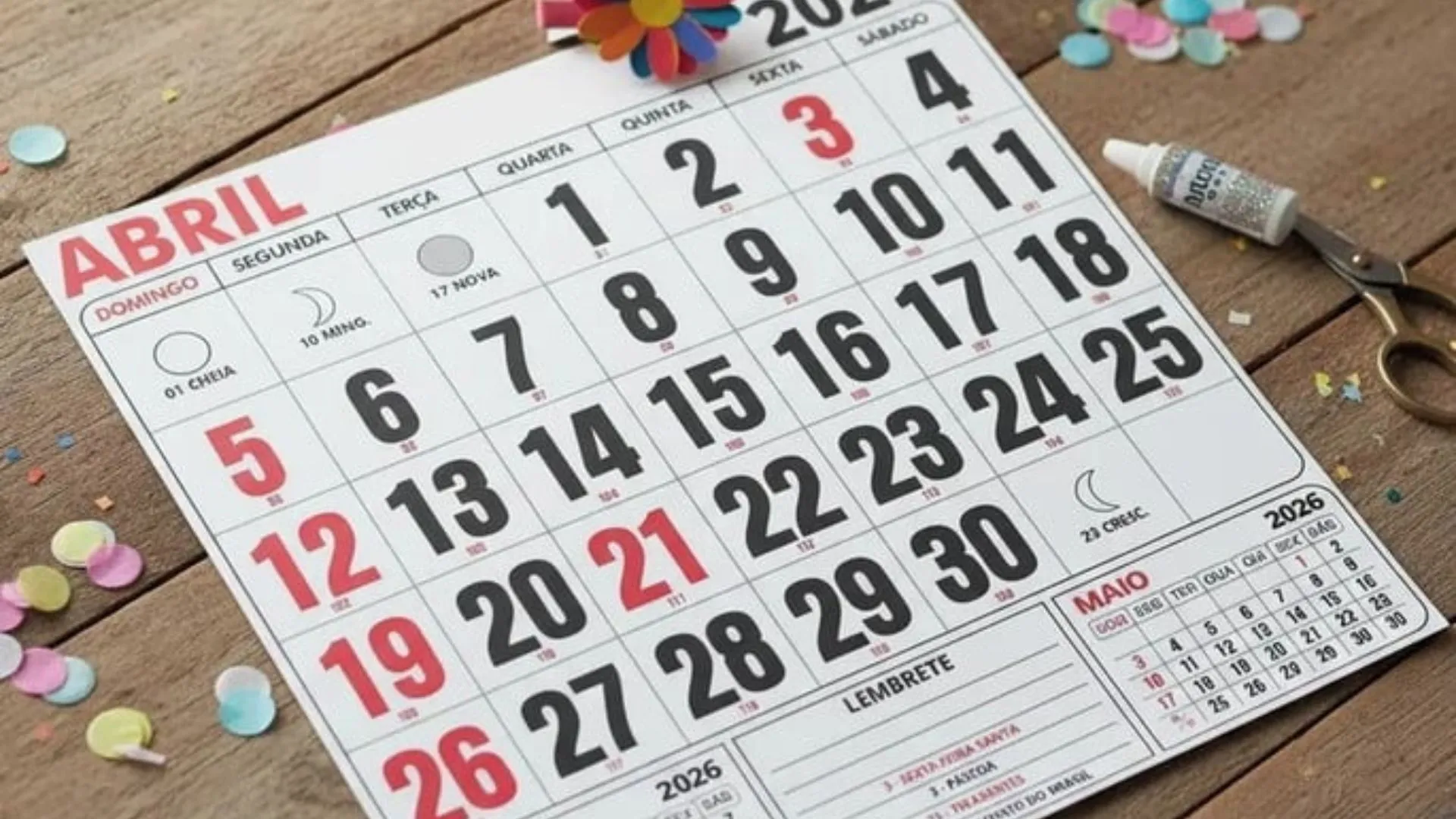 Abril de 2026 terá dois feriados nacionais e possibilidade de feriadões