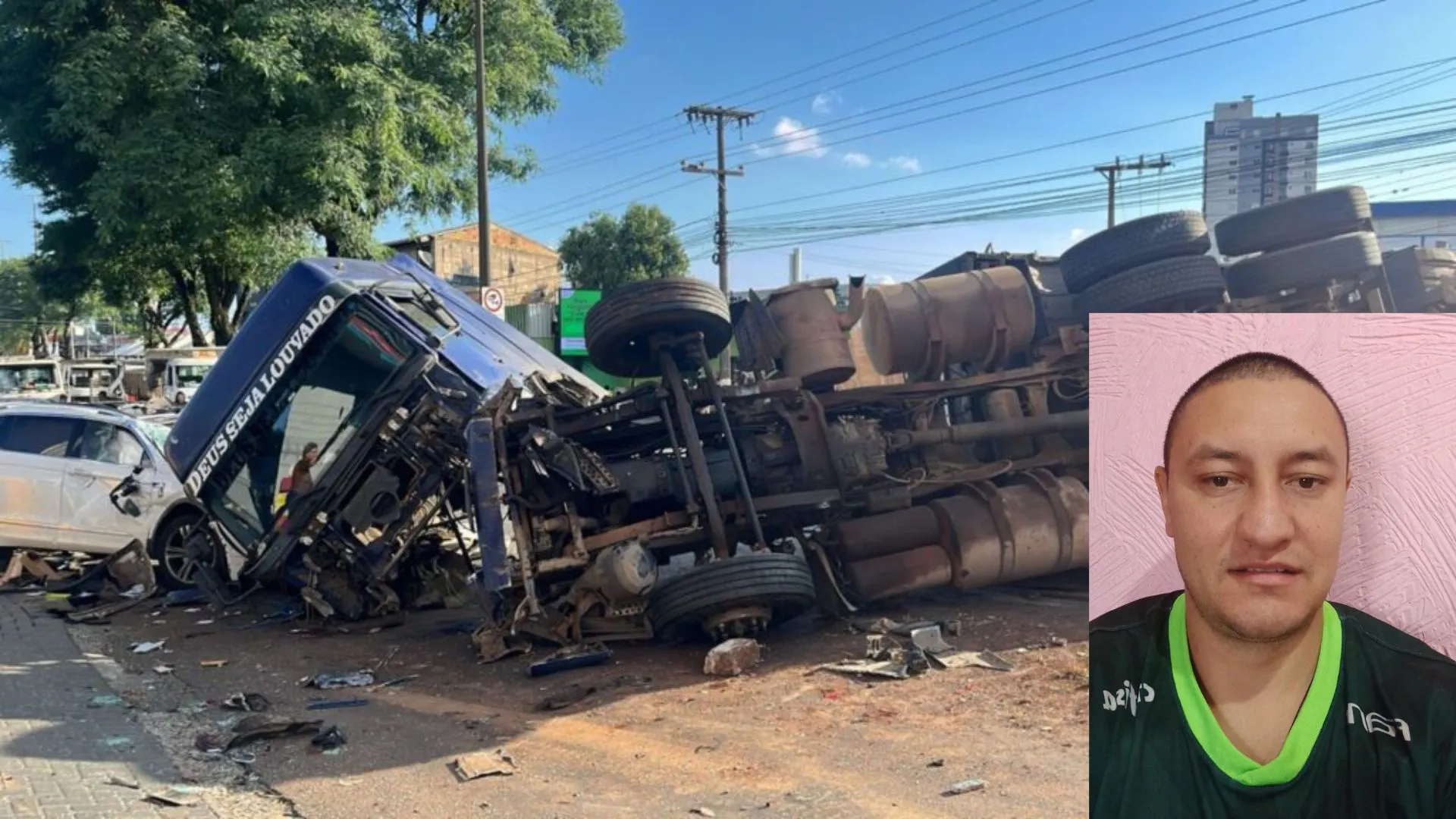 Motorista da carreta relata acidente com 14 veículos em Chapecó