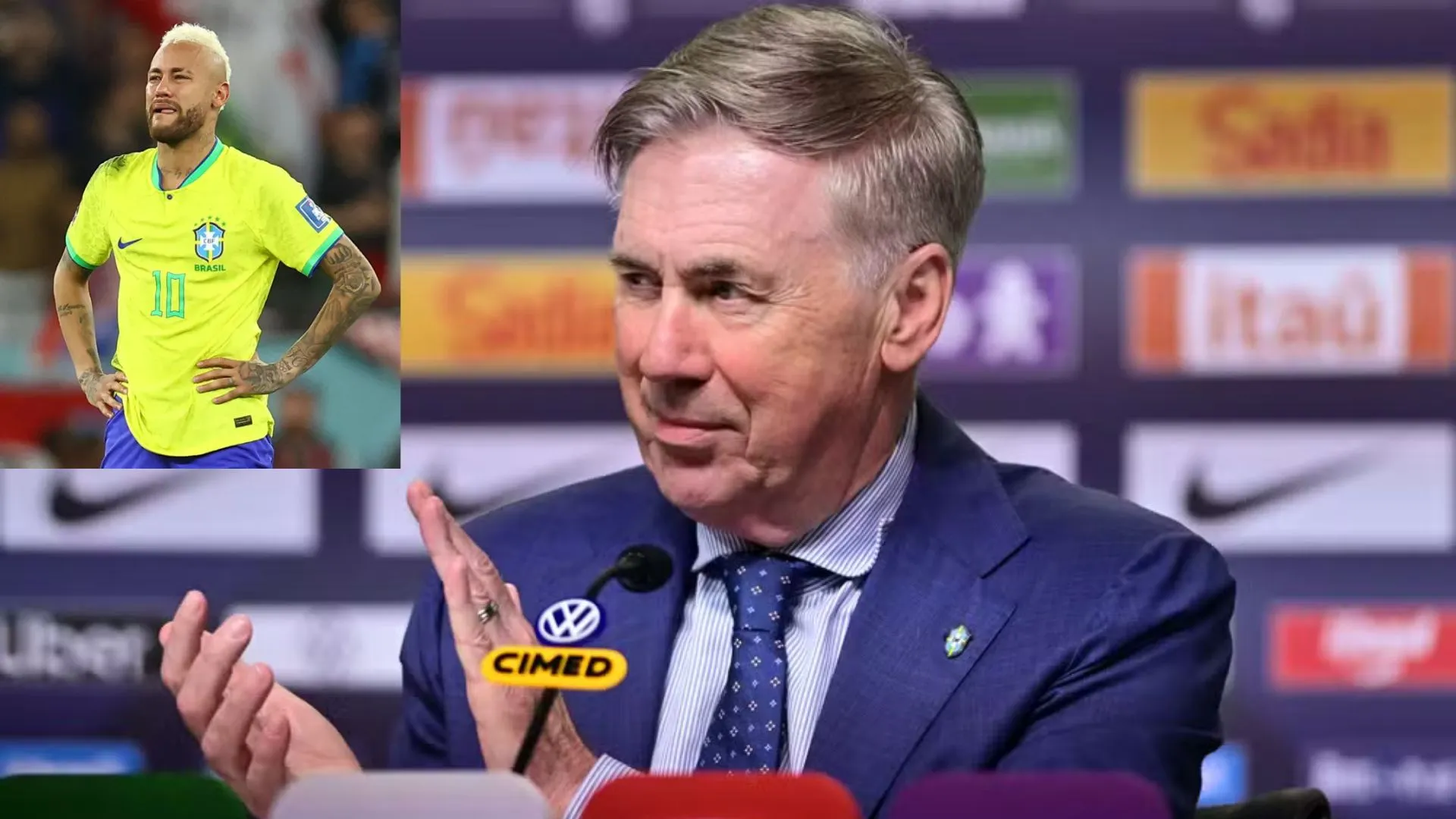 Neymar fora da lista na última convocação de Ancelotti para amistosos