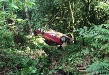 Motorista fica ferido após capotamento na SC-335 Motorista fica ferido após capotamento na SC-335