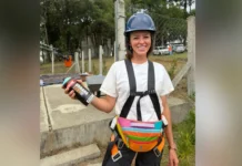 Roberta Bridi presenteia Caçador com mural inspirado pela cultura local