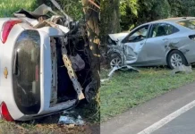 Nova vítima eleva para 5 mortes em acidente com carro da Saúde de SC Nova vítima eleva para 5 mortes em acidente com carro da Saúde de SC
