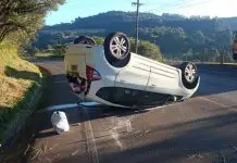 Carro capota na SC-135 entre Rio das Antas e Videira Carro capota na SC-135 entre Rio das Antas e Videira