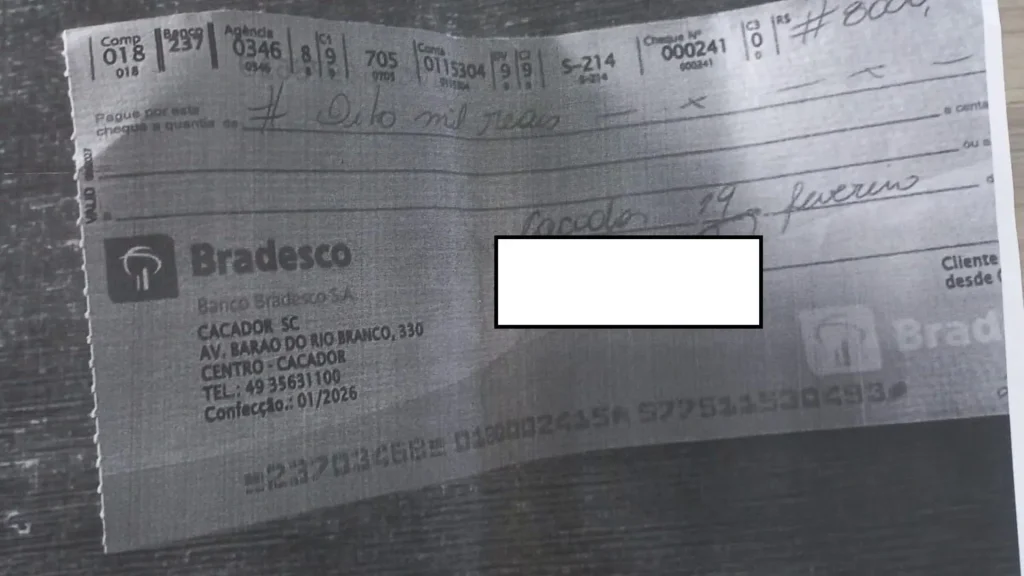 CDL Caçador alerta sobre circulação de cheques adulterados