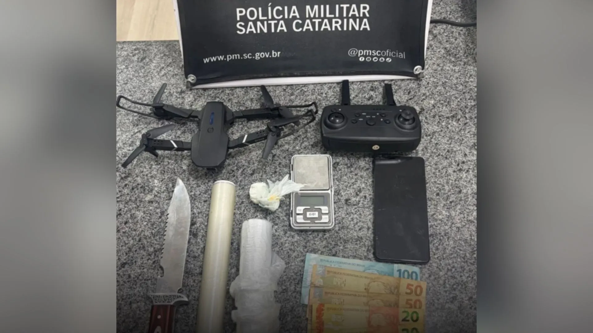 Polícia Militar apreende drogas e drone em Campos Novos