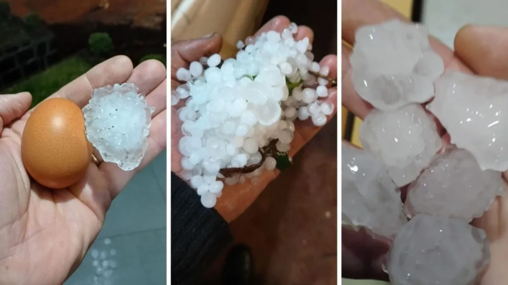 Cidades catarinenses registram granizo com pedras de até 6 cm