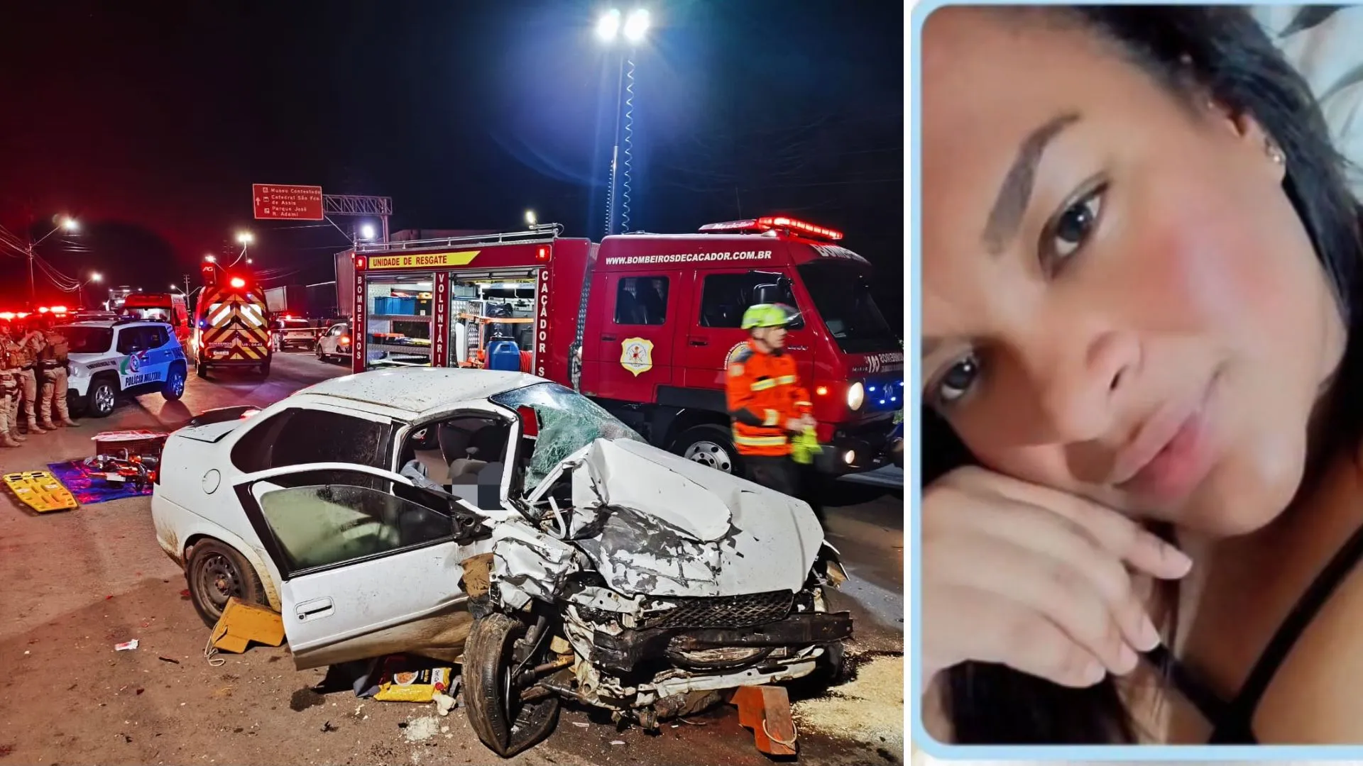 Identificada mulher que morreu em grave acidente entre dois carros em Caçador