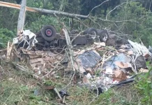 Caminhoneiro morre após caminhão sair da pista e tombar na SC-155 Caminhoneiro morre após caminhão sair da pista e tombar na SC-155
