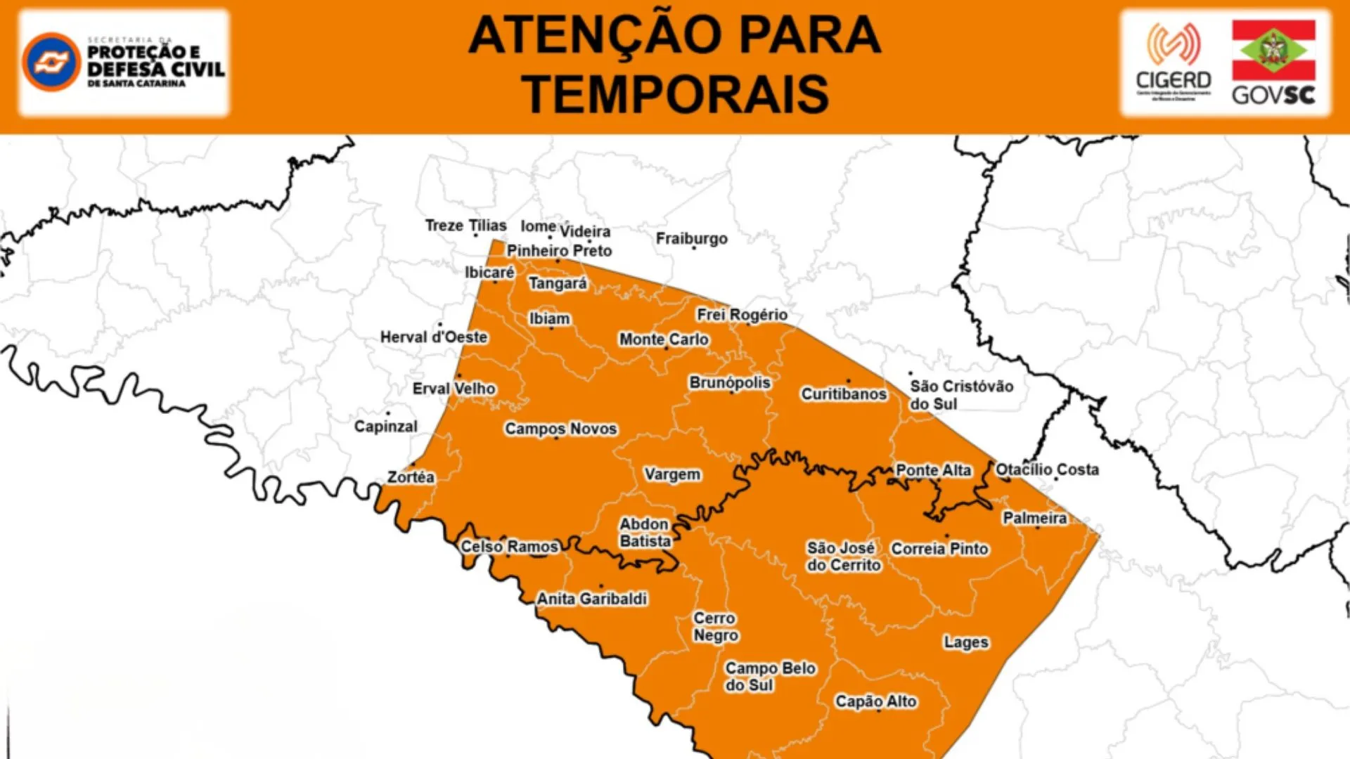 Defesa Civil emite alerta laranja para temporais com granizo e rajadas de vento no Meio-Oeste