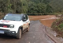 Ponte é interditada após elevação do nível da água em Tangará Ponte é interditada após elevação do nível da água em Tangará