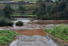 Elevação do Rio XV de Novembro interdita ponte entre Videira e Iomerê Elevação do Rio XV de Novembro interdita ponte entre Videira e Iomerê