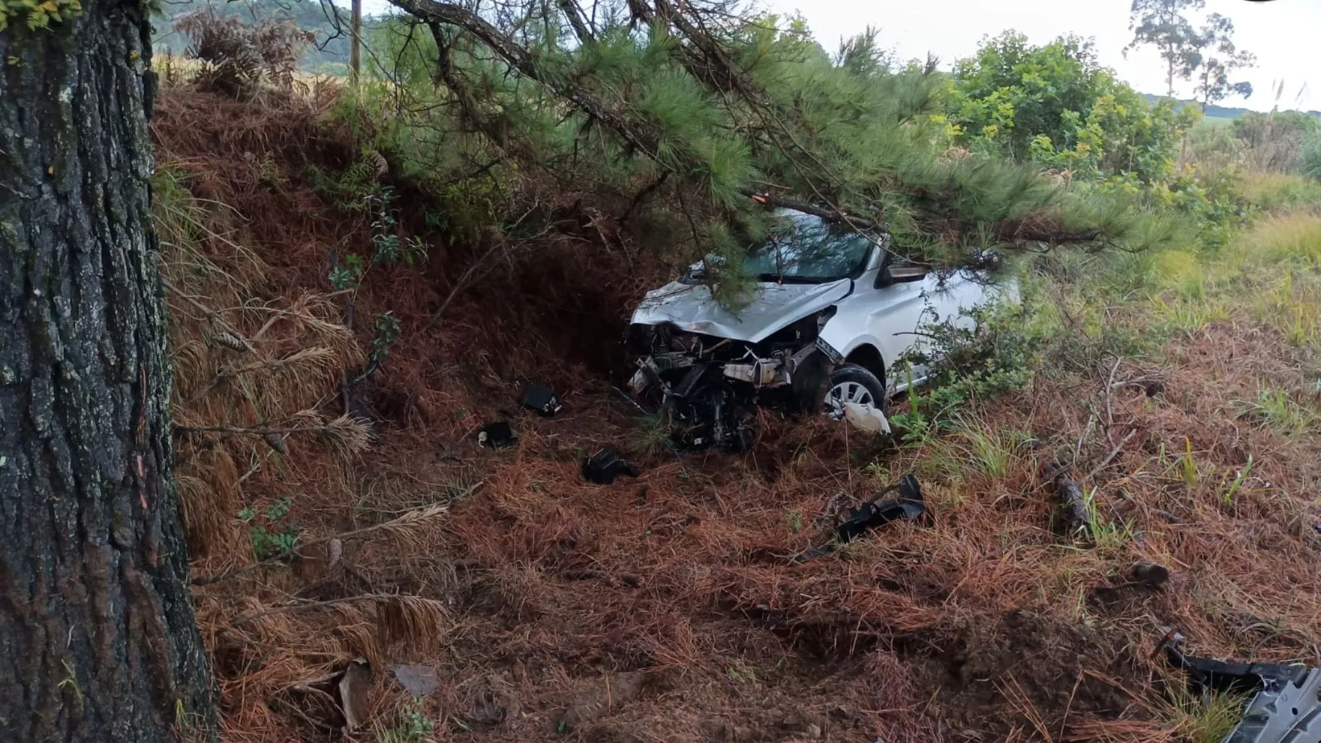 Motorista é levado ao hospital após colisão na SC-452, em Monte Carlo
