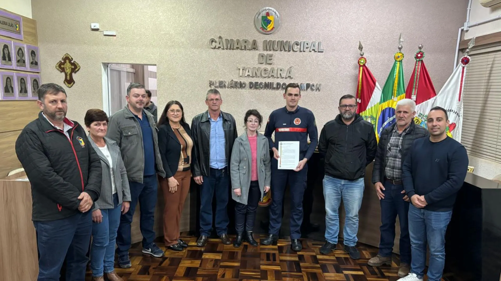Câmara de Tangará homenageia sargento Jean Sauer por atuação no Bombeiro Mirim