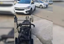 Mãe e bebê de três meses são atropelados; carrinho é arremessado Mãe e bebê de três meses são atropelados; carrinho é arremessado