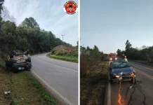 Dois acidentes na SC-452 mobilizam bombeiros em Fraiburgo Dois acidentes na SC-452 mobilizam bombeiros em Fraiburgo