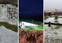 Granizo cobre ruas e provoca estragos em cidade catarinense Granizo cobre ruas e provoca estragos em cidade catarinense