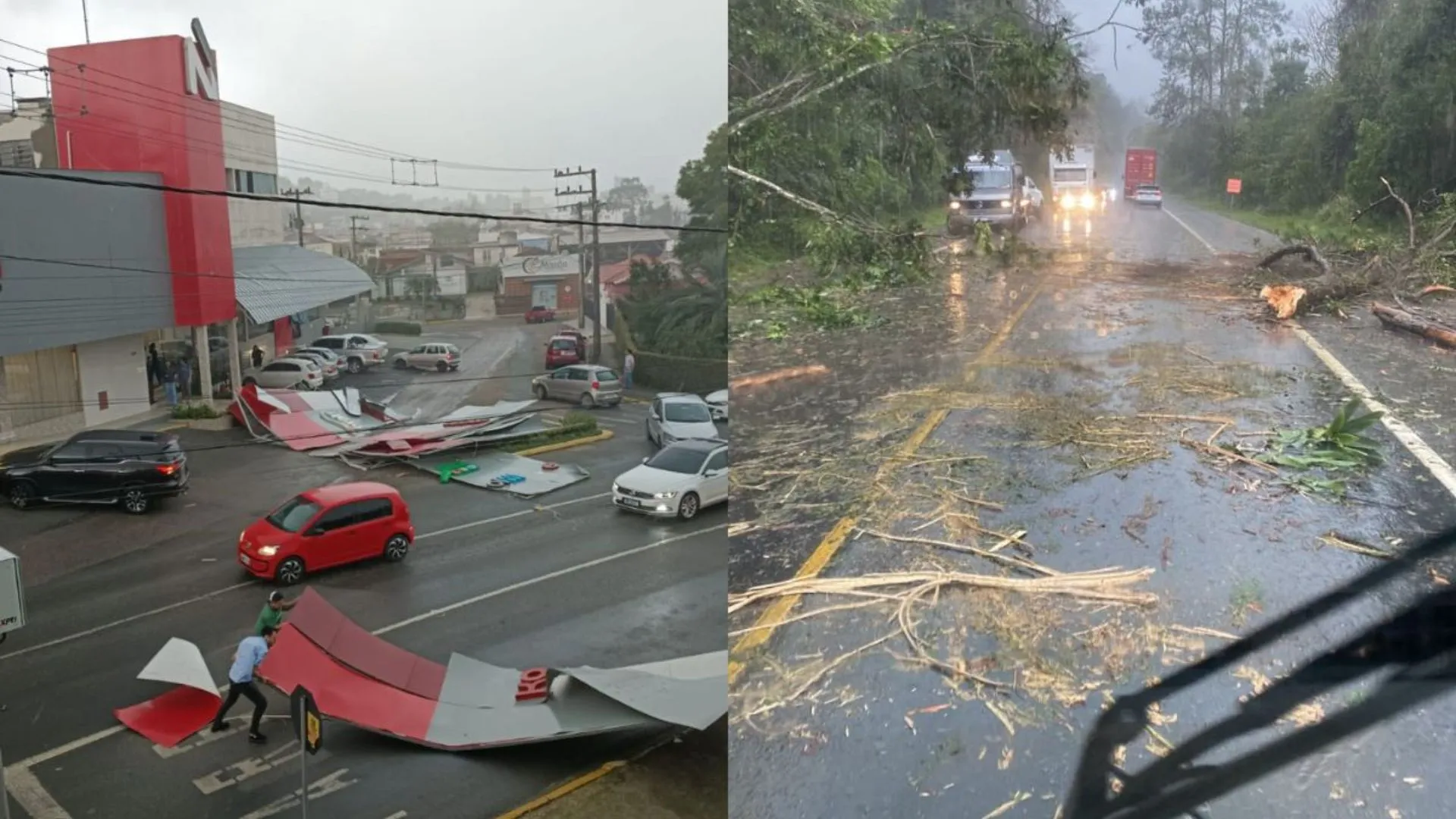 Temporal com granizo provoca estragos no Alto Vale do Itajaí