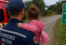Menina dada como desaparecida é encontrada andando sozinha na SC-462 Menina dada como desaparecida é encontrada andando sozinha na SC-462