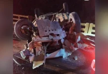 Veículo atinge proteção de ponte e capota em Campos Novos Veículo atinge proteção de ponte e capota em Campos Novos