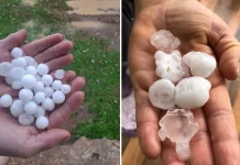 Chuva de granizo atinge municípios de Calmon e Matos Costa Chuva de granizo atinge municípios de Calmon e Matos Costa