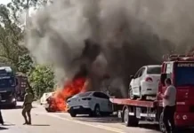 PRF apura se terceiro veículo causou acidente fatal na BR-470 PRF apura se terceiro veículo causou acidente fatal na BR-470