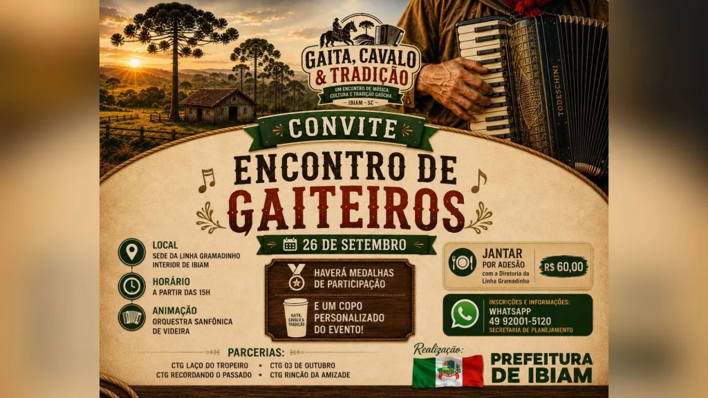 Ibiam recebe evento com cavalgada, música e tradição gaúcha