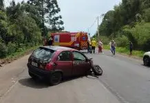 Colisão frontal deixa homem ferido na SC-355 Colisão frontal deixa homem ferido na SC-355