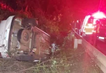 Motorista sai ileso após capotamento de Saveiro na SC-303 em Videira Motorista sai ileso após capotamento de Saveiro na SC-303 em Videira