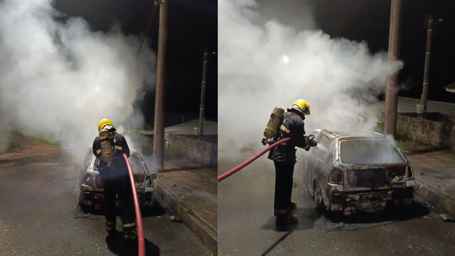 Incêndio destrói veículo durante a madrugada em Santa Cecília