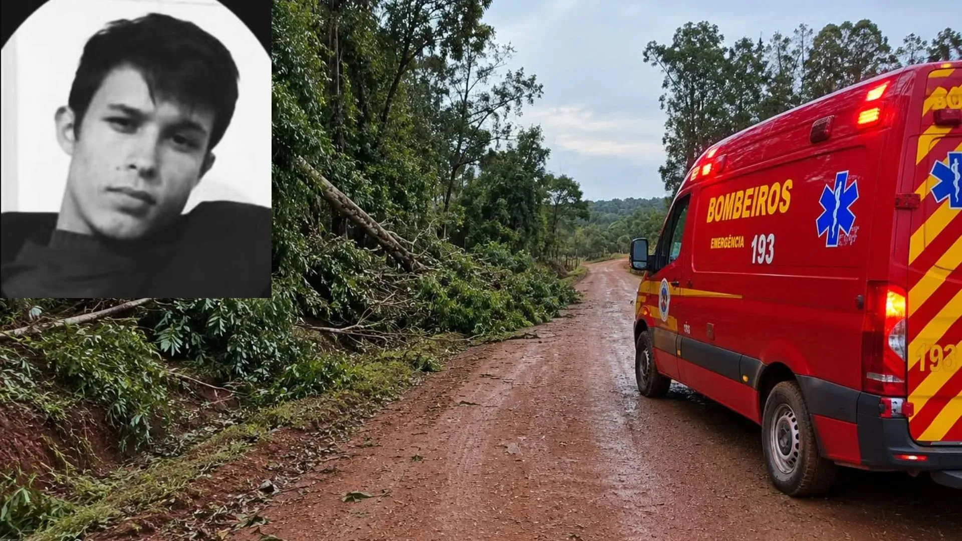 Morre o jovem atingido por árvore em Matos Costa